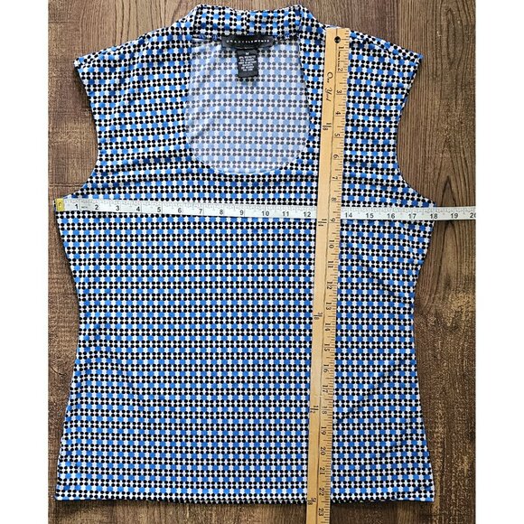 Grace Elements U-Neck Sleeveless Blouse Top w- Geometric Print, M - Picture 1 of 6